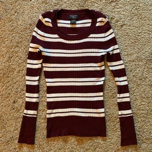 Maroon/White Striped Sweater